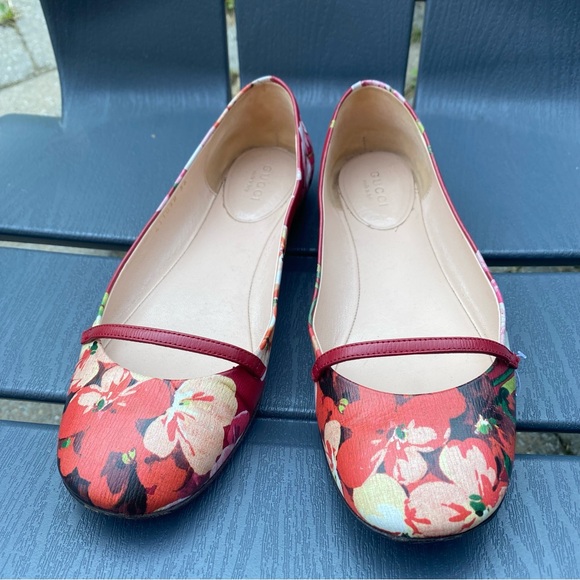 Authentic Gucci Bloom flat in red floral- size 6 / Ballerine Gucci Authentique - Picture 2 of 11